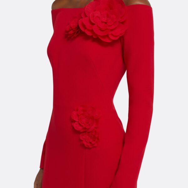 Safiyaa Rory Long Dress in Crimson with Crimson Appliqué, view 4