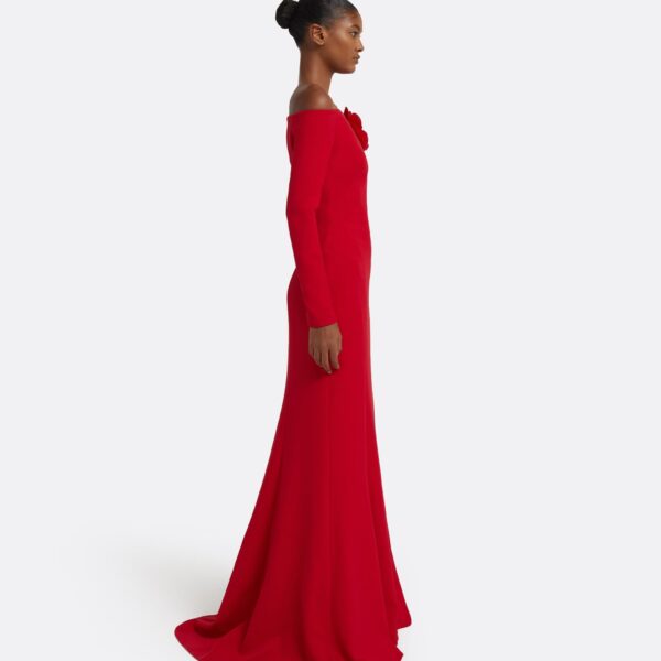 Safiyaa Rory Long Dress in Crimson with Crimson Appliqué, view 5