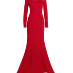Rory Long Dress in Crimson with Crimson Appliqué