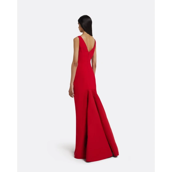 Sloane Long Dress in Lacquer Red on Crimson - Image 3