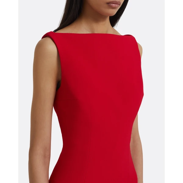 Sloane Long Dress in Lacquer Red on Crimson - Image 4