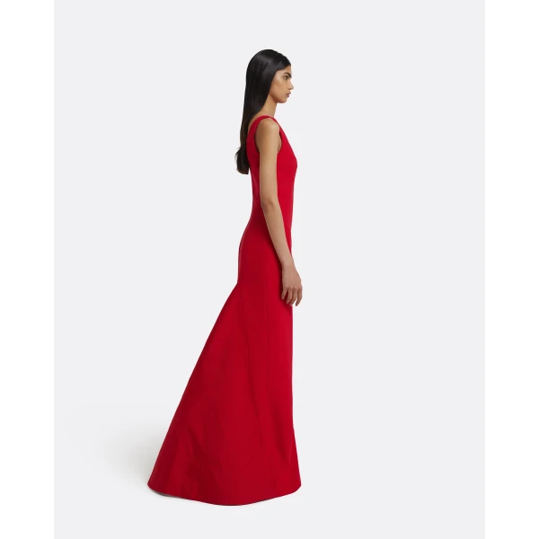 Sloane Long Dress in Lacquer Red on Crimson - Image 5