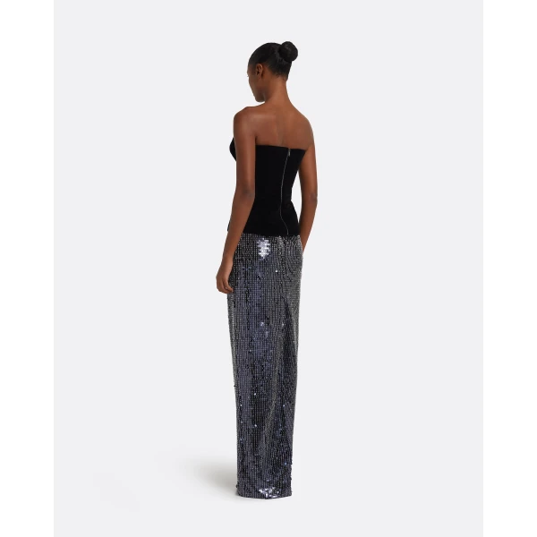 Vick Long Skirt in Navy & Silver - Image 3