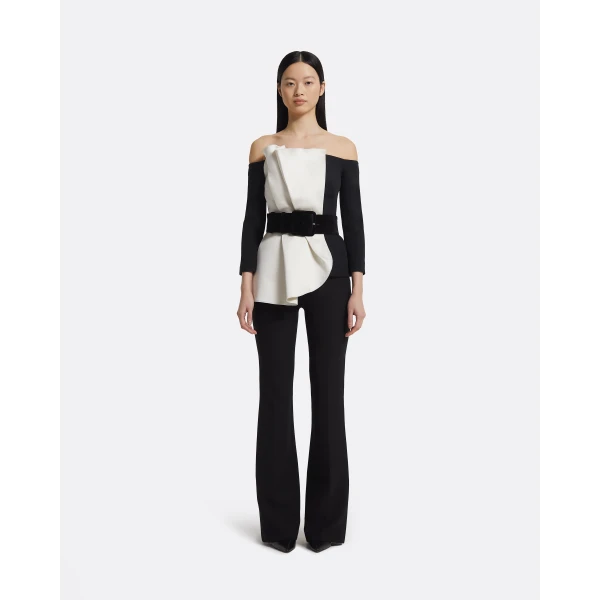 Yuka Top in Ivory On Black - Image 3