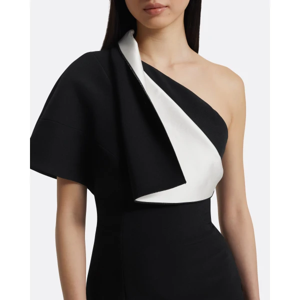 Yume Long Dress in Ivory on Black - Image 4