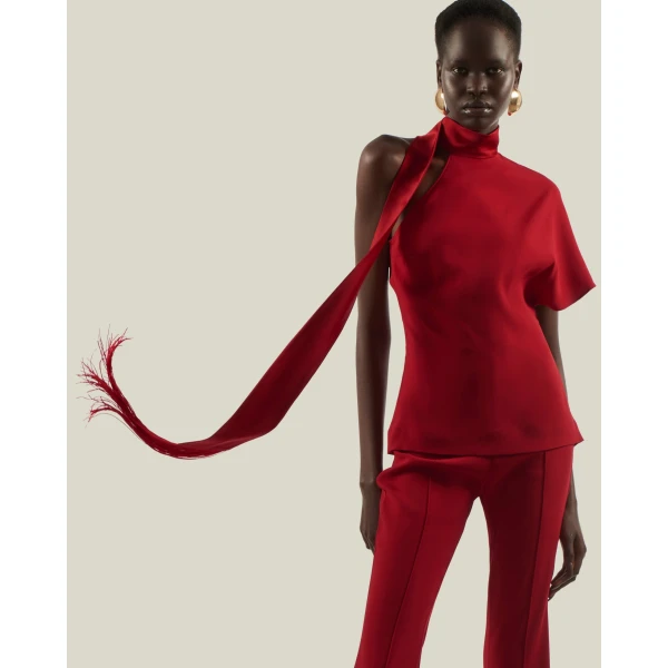 carpet Taller Marmo gown with feather detail – Luxury Shoes 