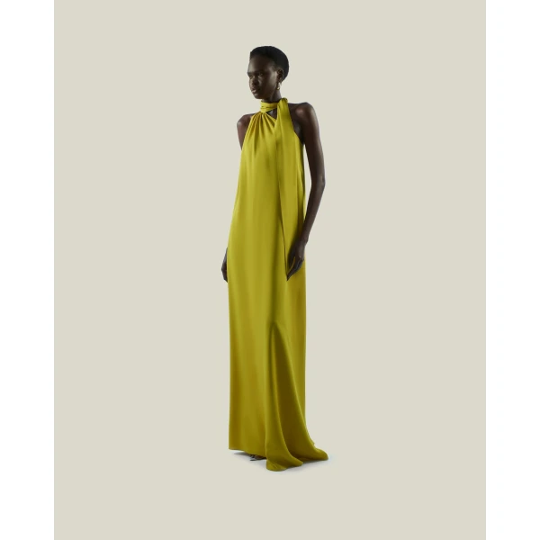 Luxury Taller Marmo dress in satin with feather trim – shop Luxury Shoes 