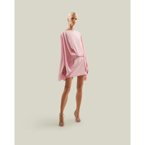 Luxury Taller Marmo dress in satin with feather trim – shop Luxury Shoes 