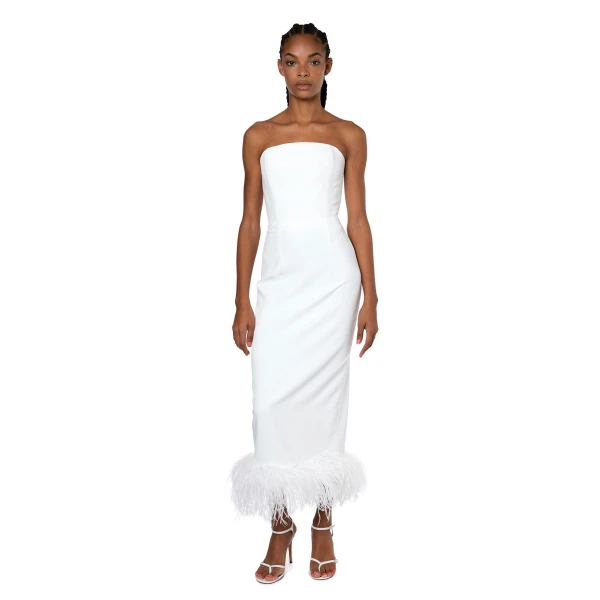Elevate your elegance in this 16Arlington  from the luxury feather dress edit