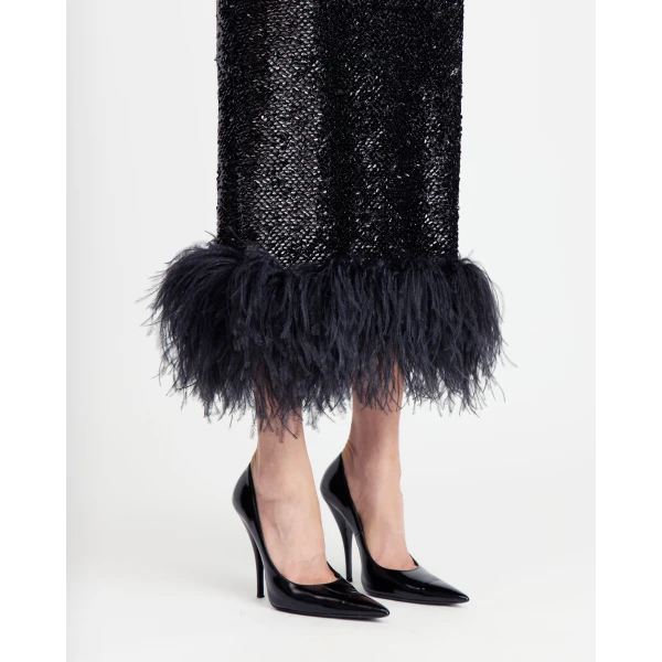 Elevate your elegance in this 16Arlington  from the luxury feather dress edit
