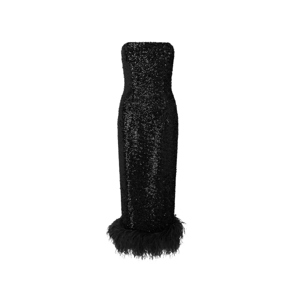 Elevate your elegance in this 16Arlington  from the luxury feather dress edit