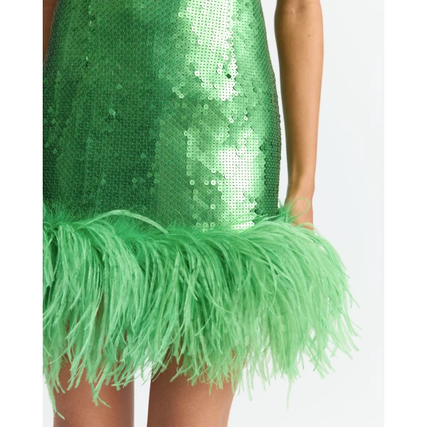 Elevate your elegance in this 16Arlington  from the luxury feather dress edit