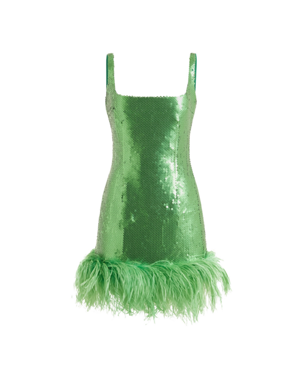 Elevate your elegance in this 16Arlington  from the luxury feather dress edit