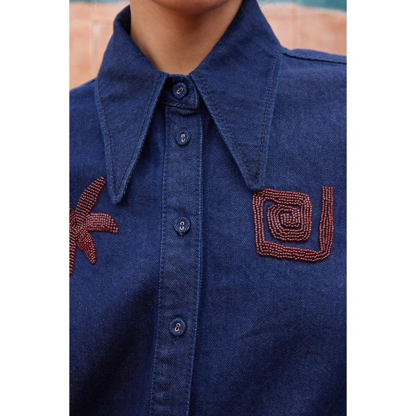 Alemais Delany Embellished Denim Shirt