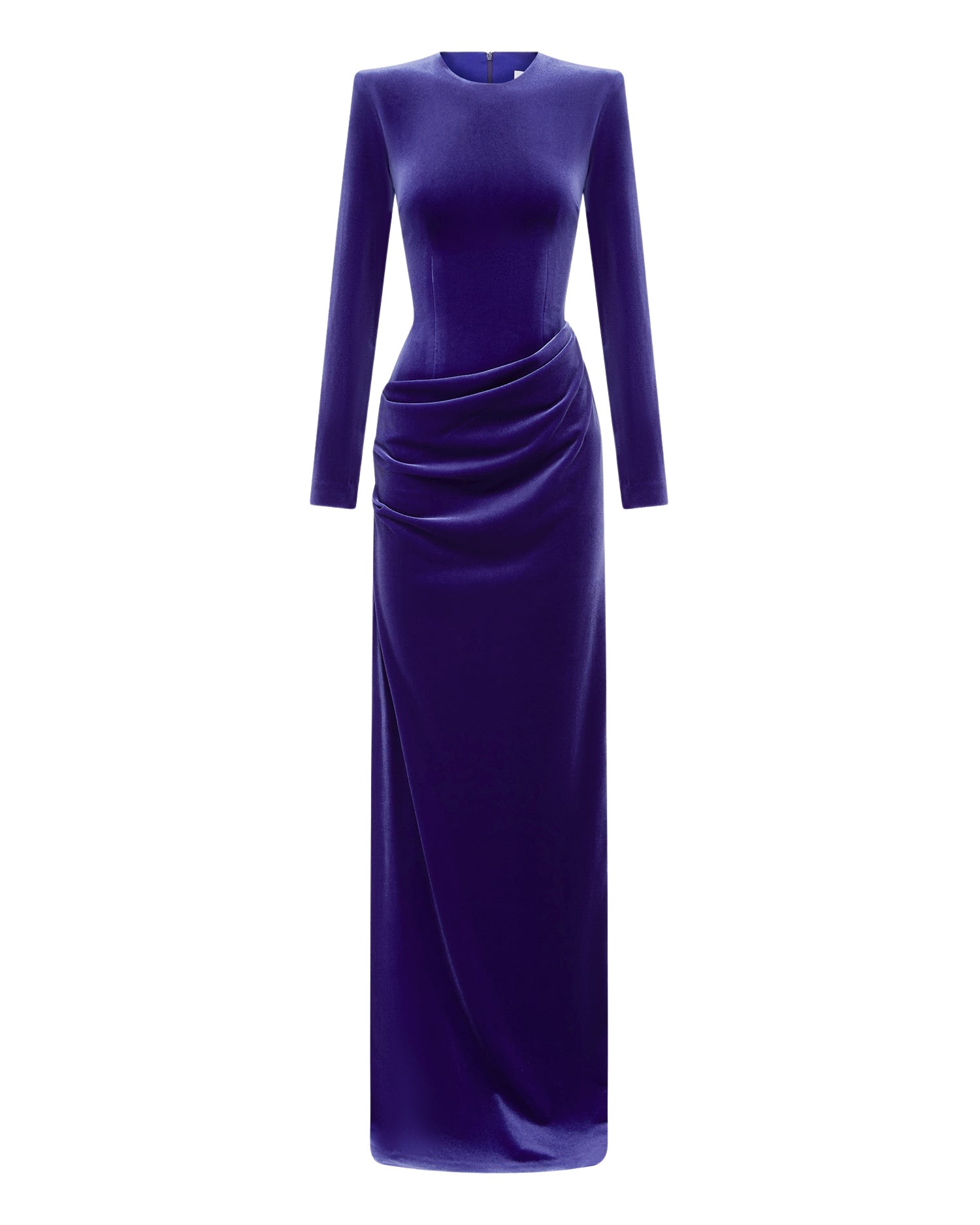 Alex Perry Long Sleeve Drape Column in Velvet Dress