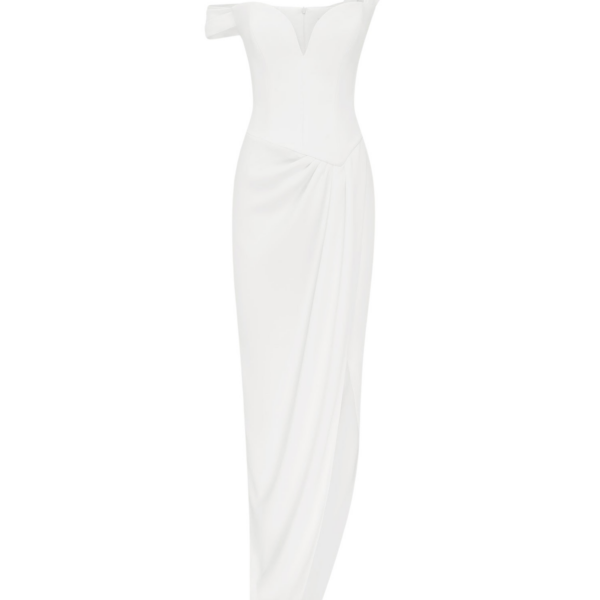 Alex Perry Longline Sweetheart Corset Drape Gown in Crepe