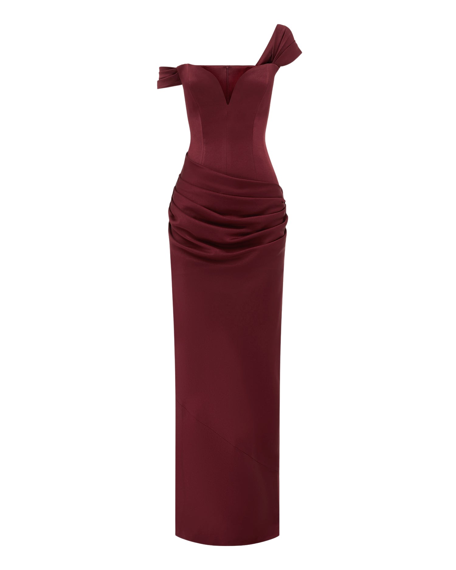 Alex Perry Longline Sweetheart Drape Column in Satin Crepe Dress