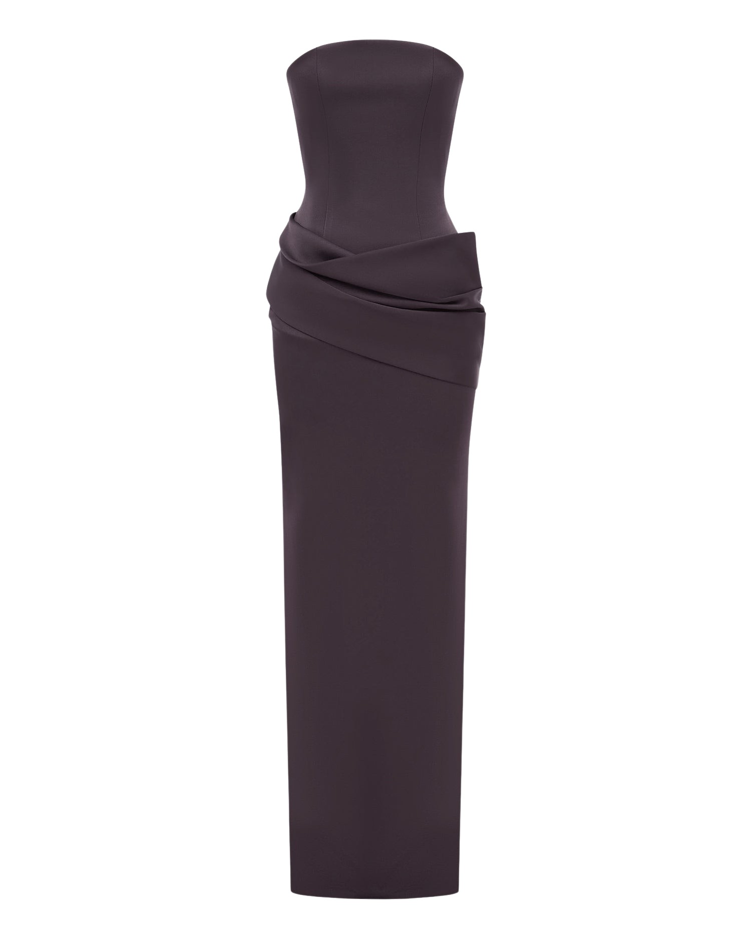 Alex Perry Strapless Drape Column in Satin Crepe Dress