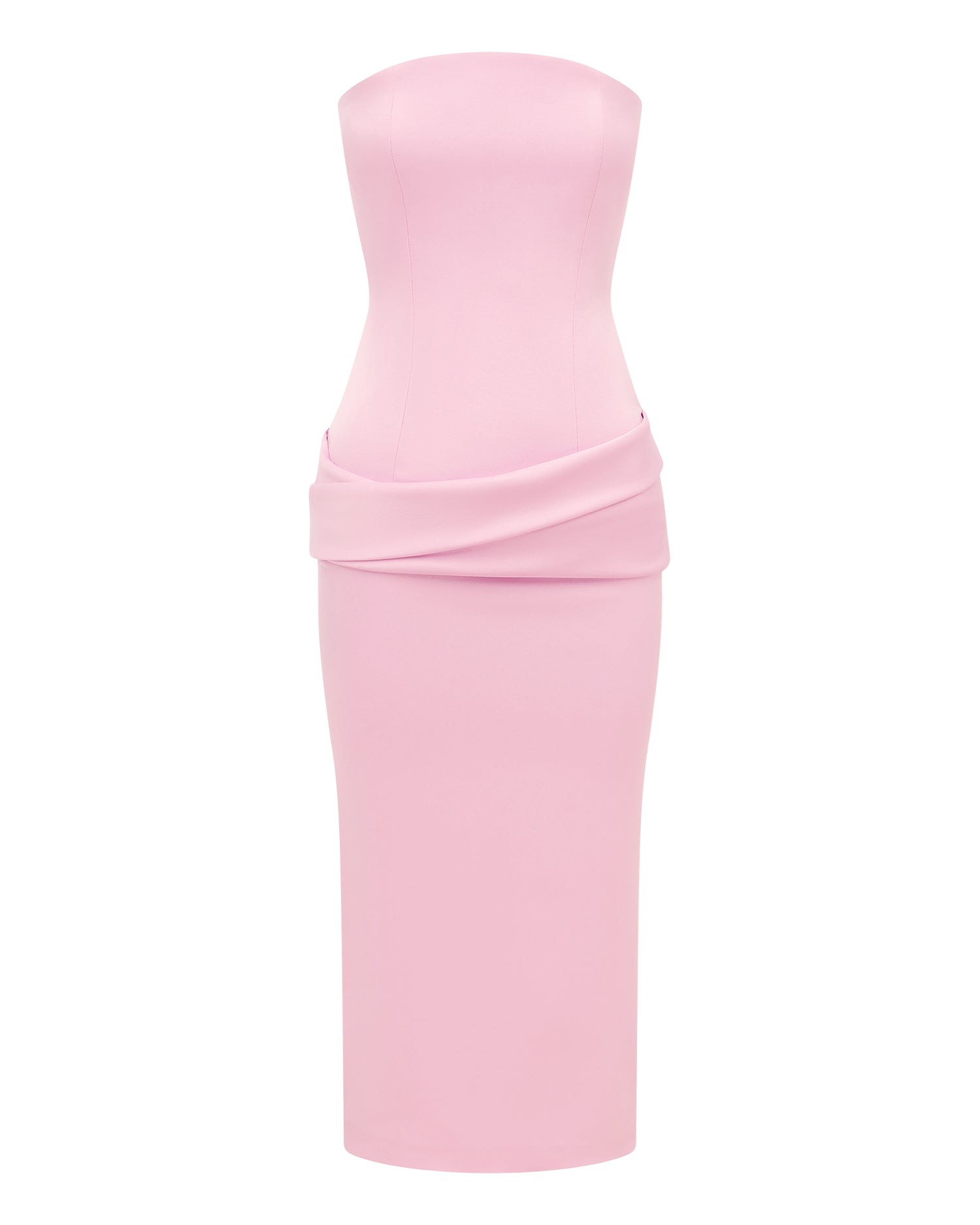 Alex Perry Strapless Drape Dress in Satin Crepe