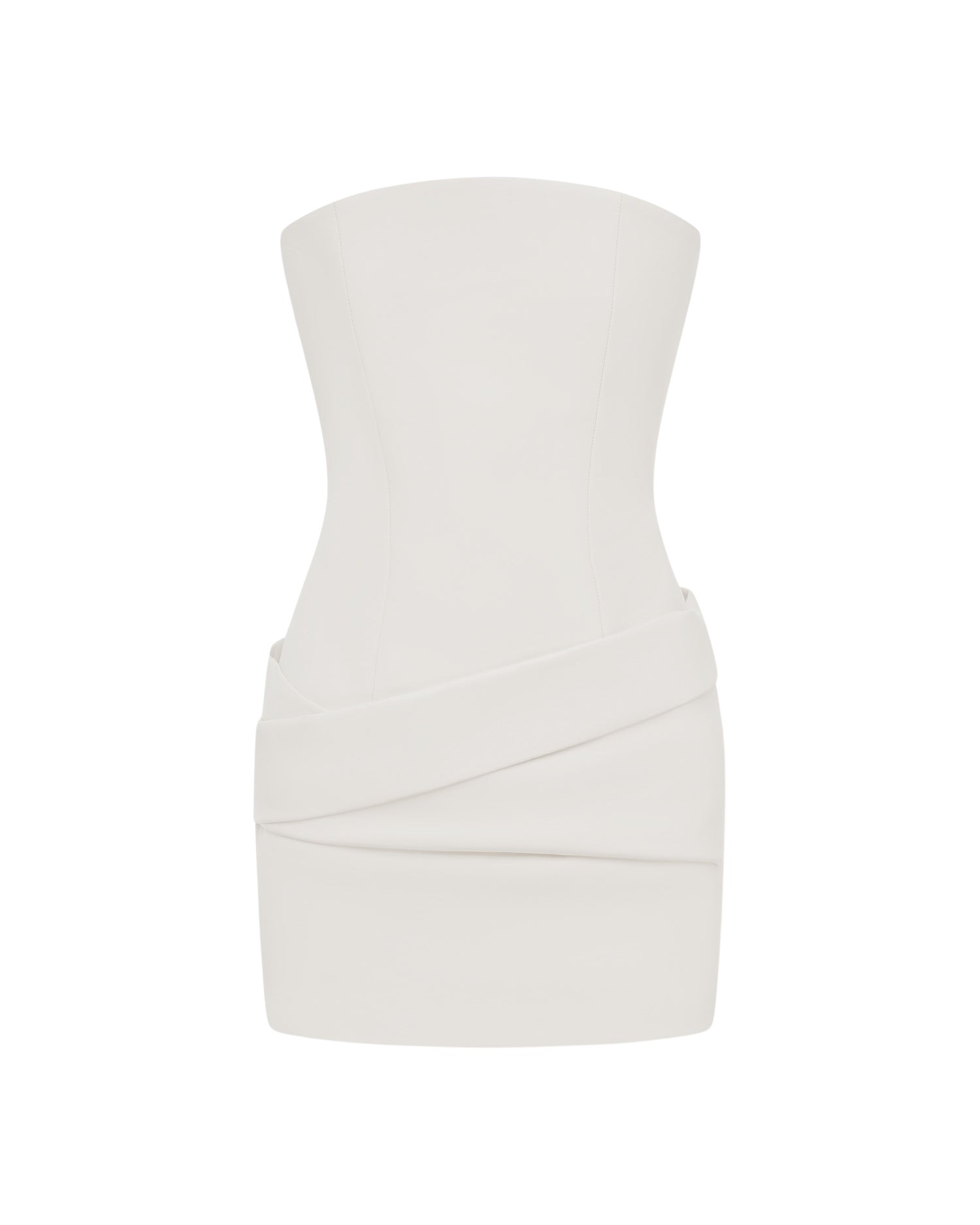 Alex Perry Strapless Drape Mini Dress in Leather