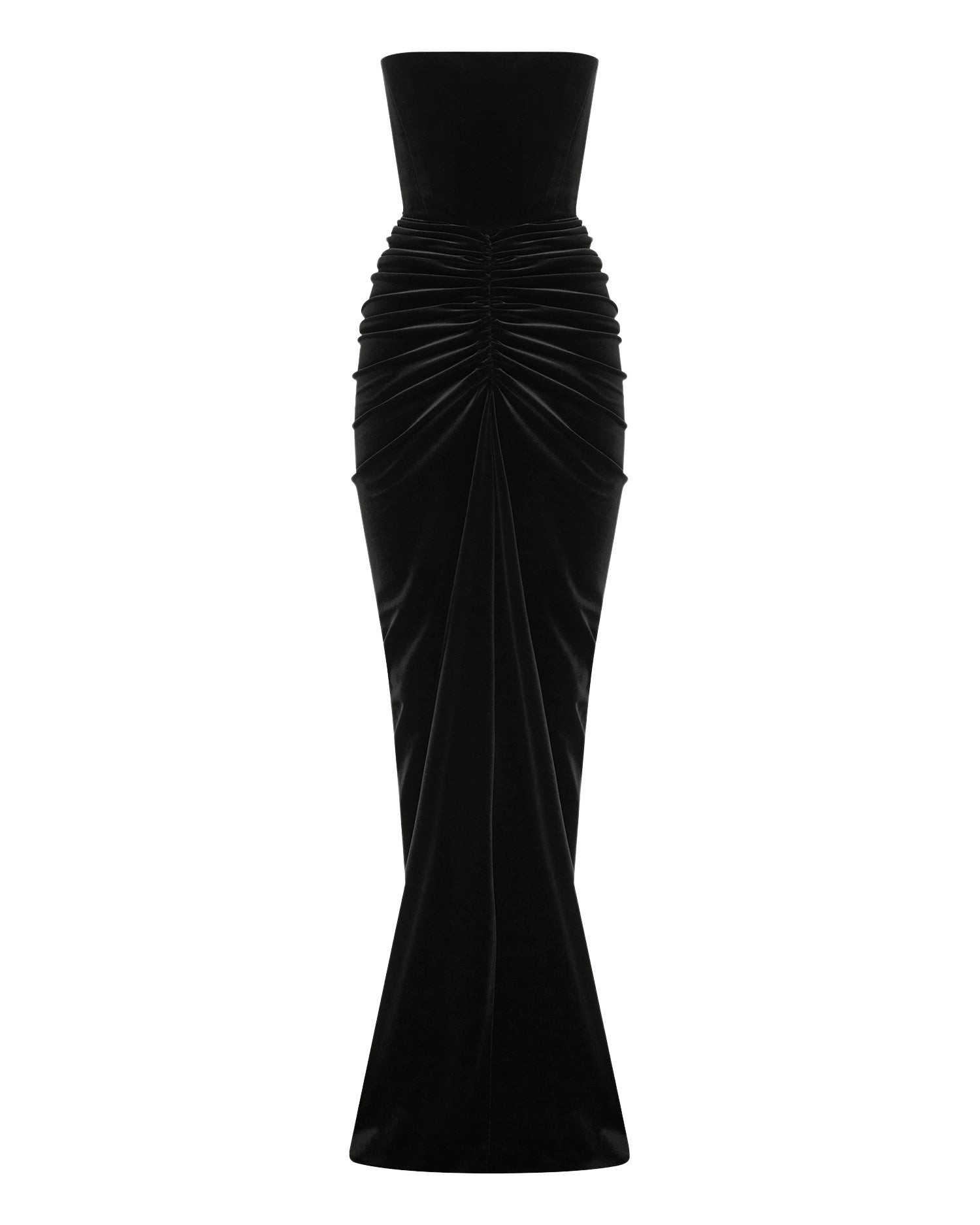 Alex Perry Strapless Ruched Gown in Velvet
