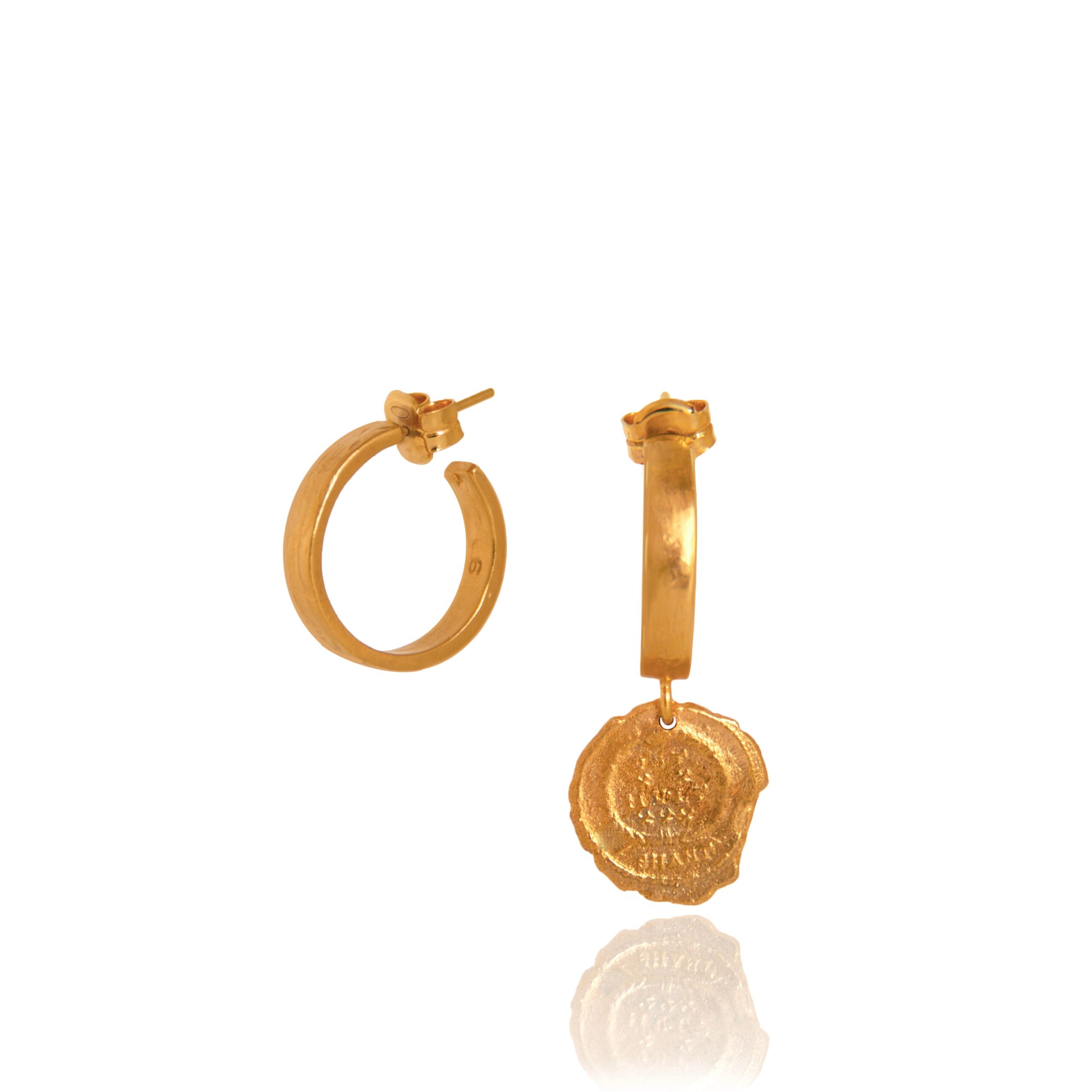 Alexandra Hakim Golden Asymmetric Lucky Hoops designer jewelry designer jewelry