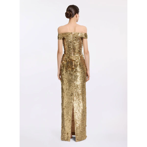 Elie Saab Bead Embroidered Golden Dress in Gold featuring 70% Polyester