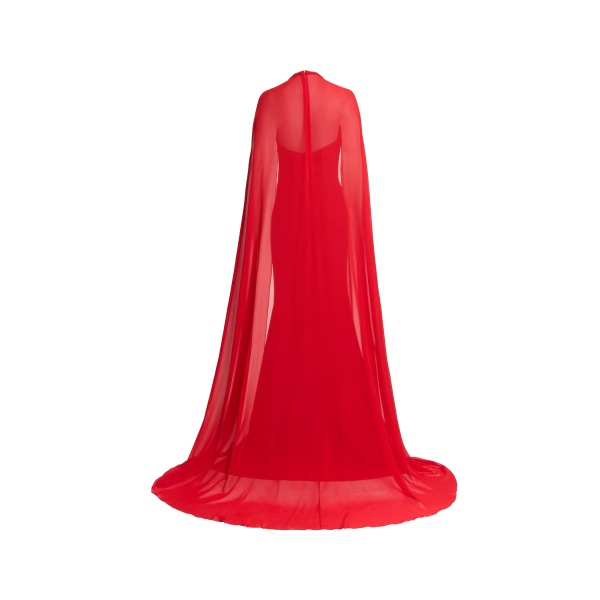 Elie Saab Cady & Silk Long Dress in Red featuring 66% Silk