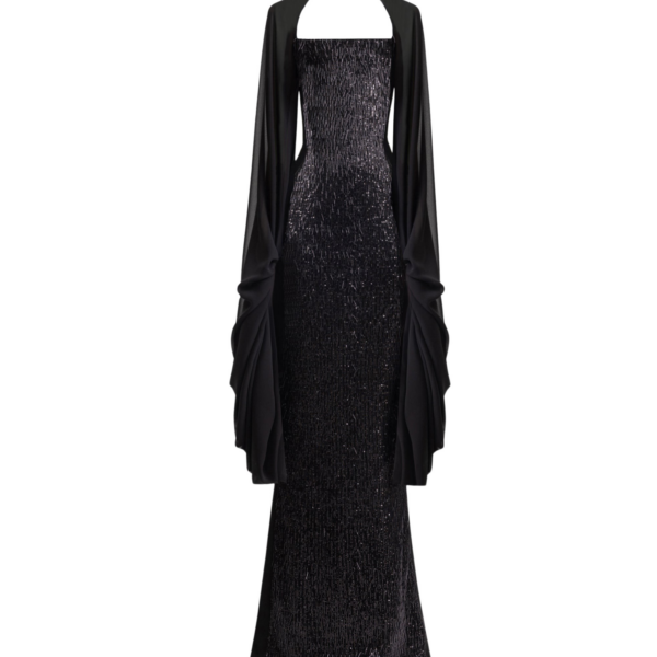 Gemy Maalouf Beaded Dress With Puffed Sleeves