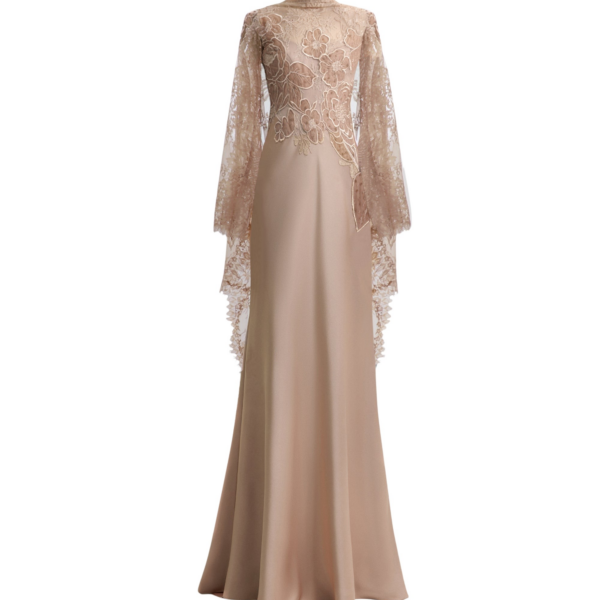 Gemy Maalouf Corset Dress With Lace Cape