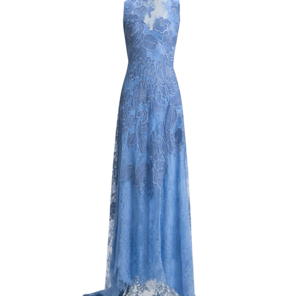 Gemy Maalouf Embroidered Lace Dress With Cape