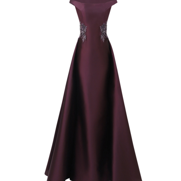 Gemy Maalouf Off-Shoulder Beaded Mikado Dress