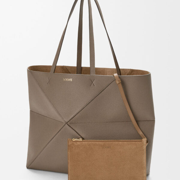 LOEWE Large Horizontal Puzzle Fold Tote In Soft Grained Calfskin, view 4