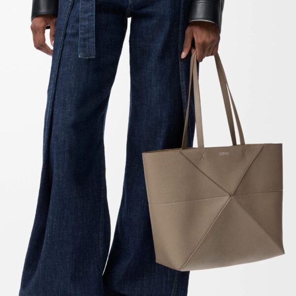 LOEWE Medium Horizontal Puzzle Fold Tote In Soft Grained Calfskin, view 2
