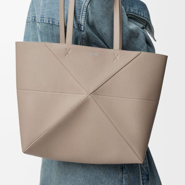 LOEWE Medium Horizontal Puzzle Fold Tote In Soft Grained Calfskin, view 2