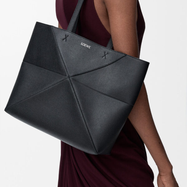 LOEWE Medium Horizontal Puzzle Fold Tote In Soft Grained Calfskin, view 2