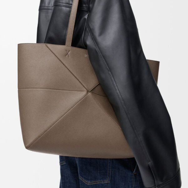 LOEWE Medium Horizontal Puzzle Fold Tote In Soft Grained Calfskin, view 3