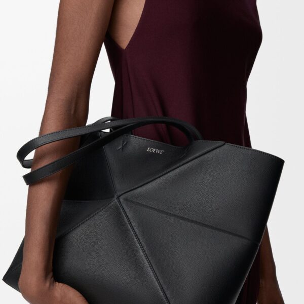 LOEWE Medium Horizontal Puzzle Fold Tote In Soft Grained Calfskin, view 3