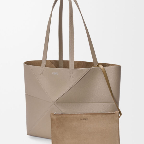 LOEWE Medium Horizontal Puzzle Fold Tote In Soft Grained Calfskin, view 5
