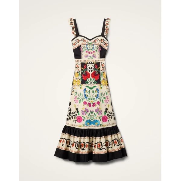 La DoubleJ Gingerbread Dress Plaza Placée Ivory in Flat Cotton Stretch - Dresses - Milanese Maximalist Fashion at Luxury Shoes 