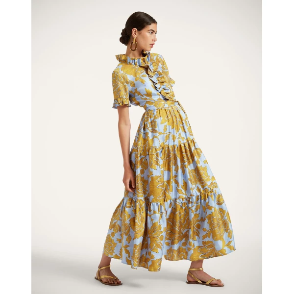 La DoubleJ Roy Dress Phoenix Placée Ivory in Silk Twill - Dresses - Milanese Maximalist Fashion at Luxury Shoes 