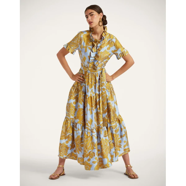 La DoubleJ Roy Dress Phoenix Placée Ivory in Silk Twill - Dresses - Milanese Maximalist Fashion at Luxury Shoes 