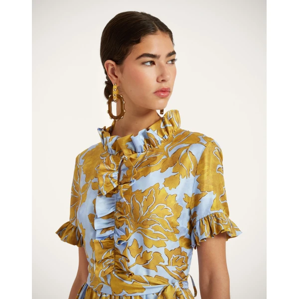 La DoubleJ Roy Dress Phoenix Placée Ivory in Silk Twill - Dresses - Milanese Maximalist Fashion at Luxury Shoes 