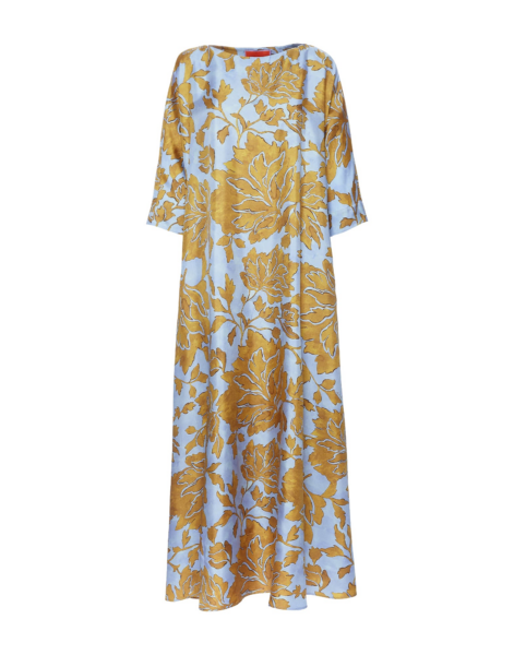 La DoubleJ Muumuu Dress Round Neck Caper Pink in Silk Twill - Dresses - Milanese Maximalist Fashion at Luxury Shoes 