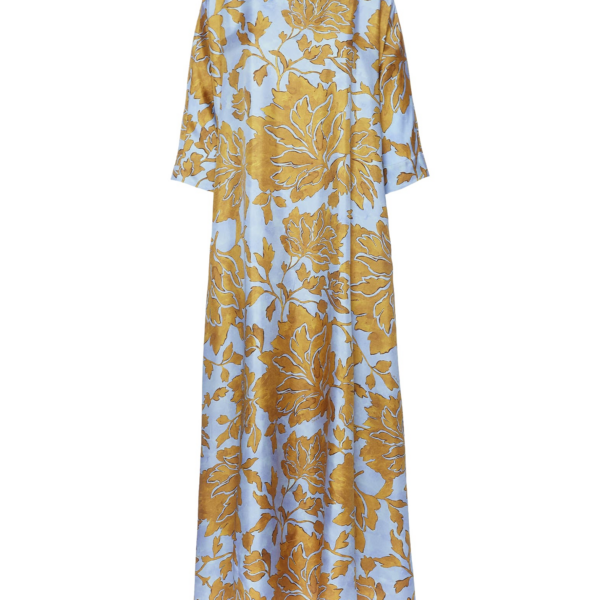 La DoubleJ Muumuu Dress Round Neck Caper Pink in Silk Twill