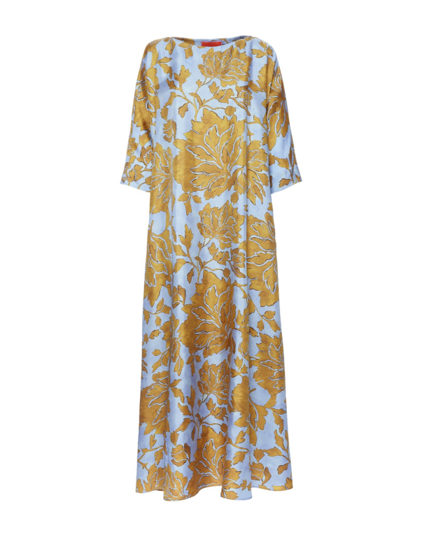 La DoubleJ Muumuu Dress Round Neck Caper Pink in Silk Twill - Dresses - Milanese Maximalist Fashion at Luxury Shoes 
