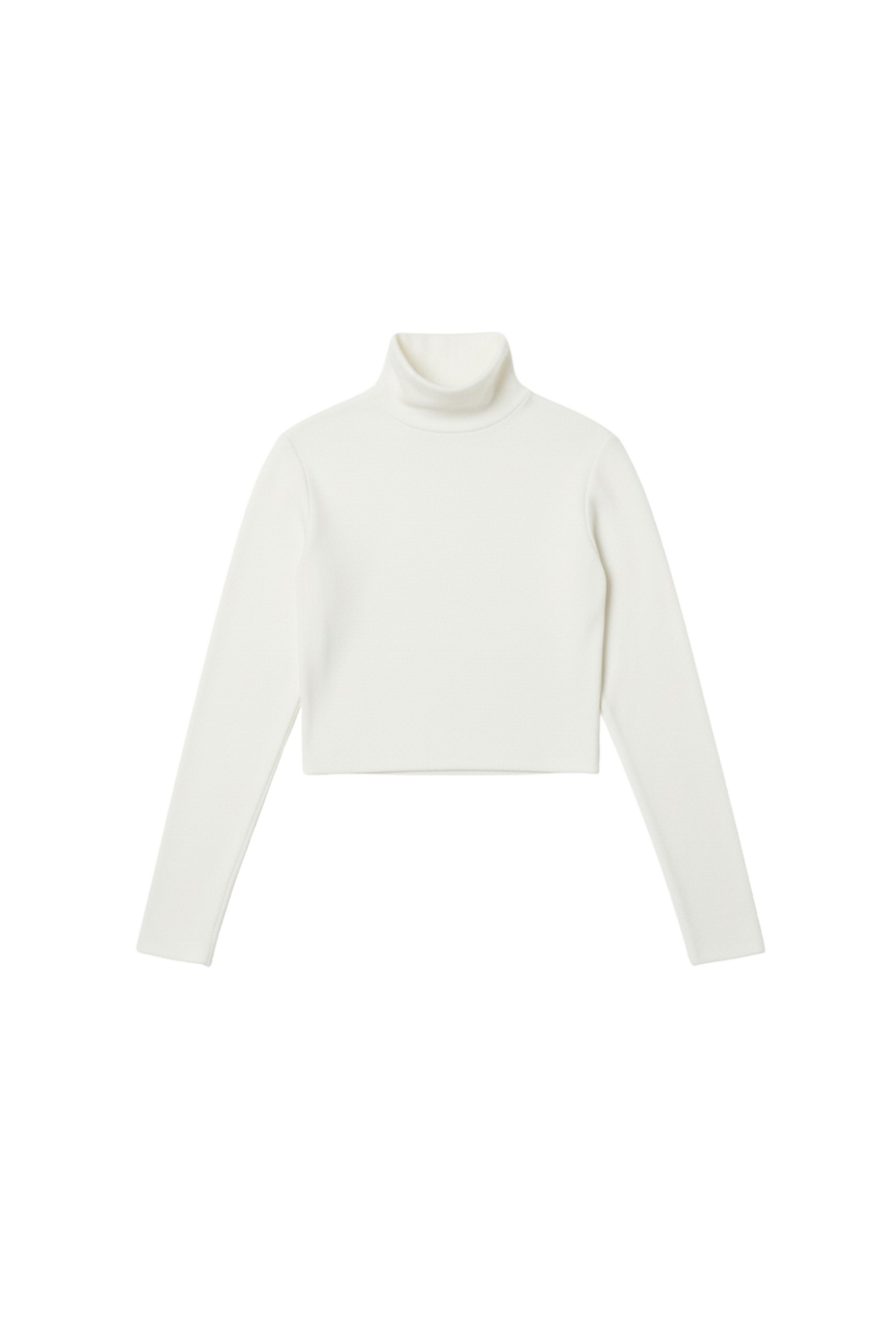 Loulou The Brand Cropped Jersey Turtleneck In Ivory Knit