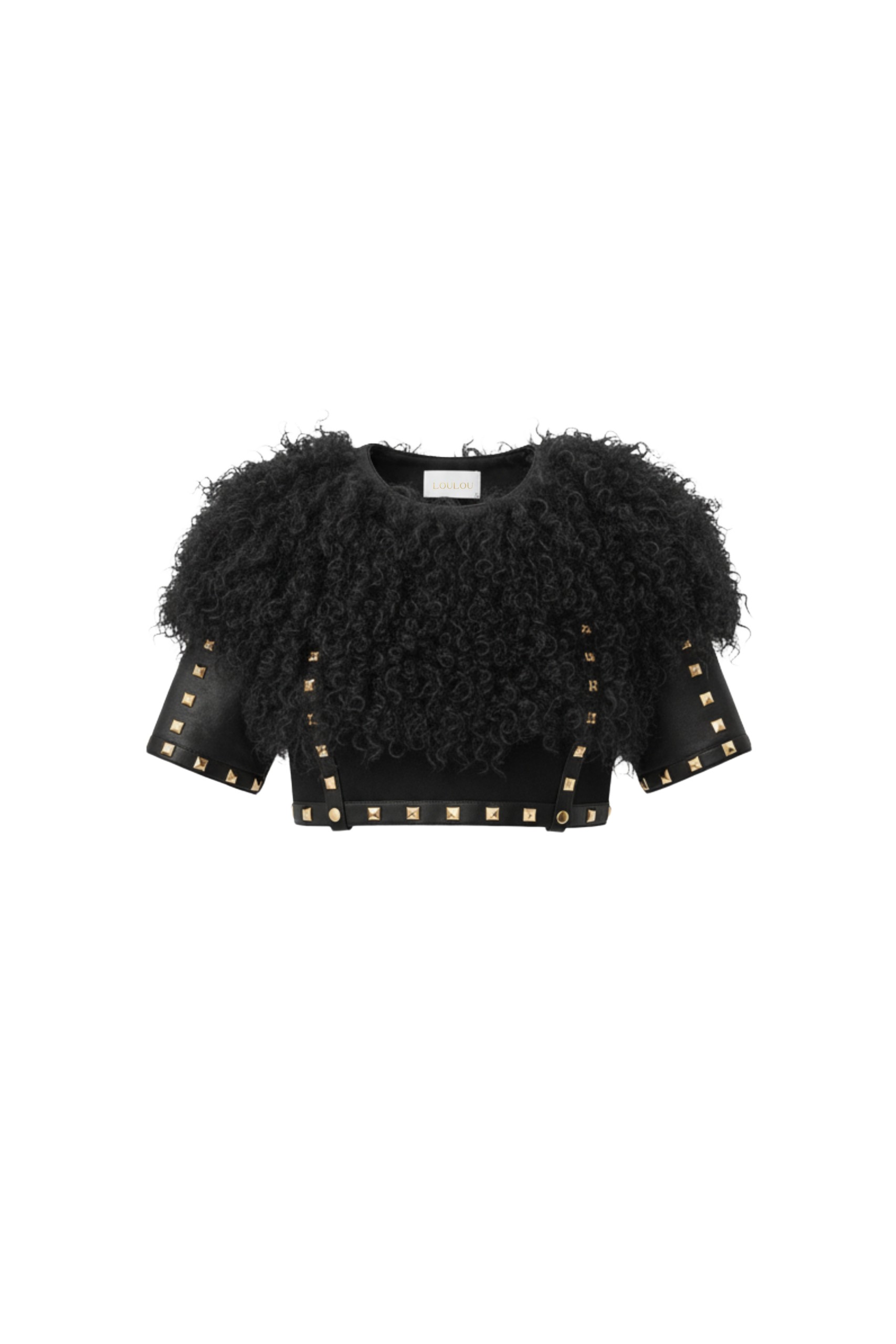 Loulou The Brand Cropped Shearling Top In Black
