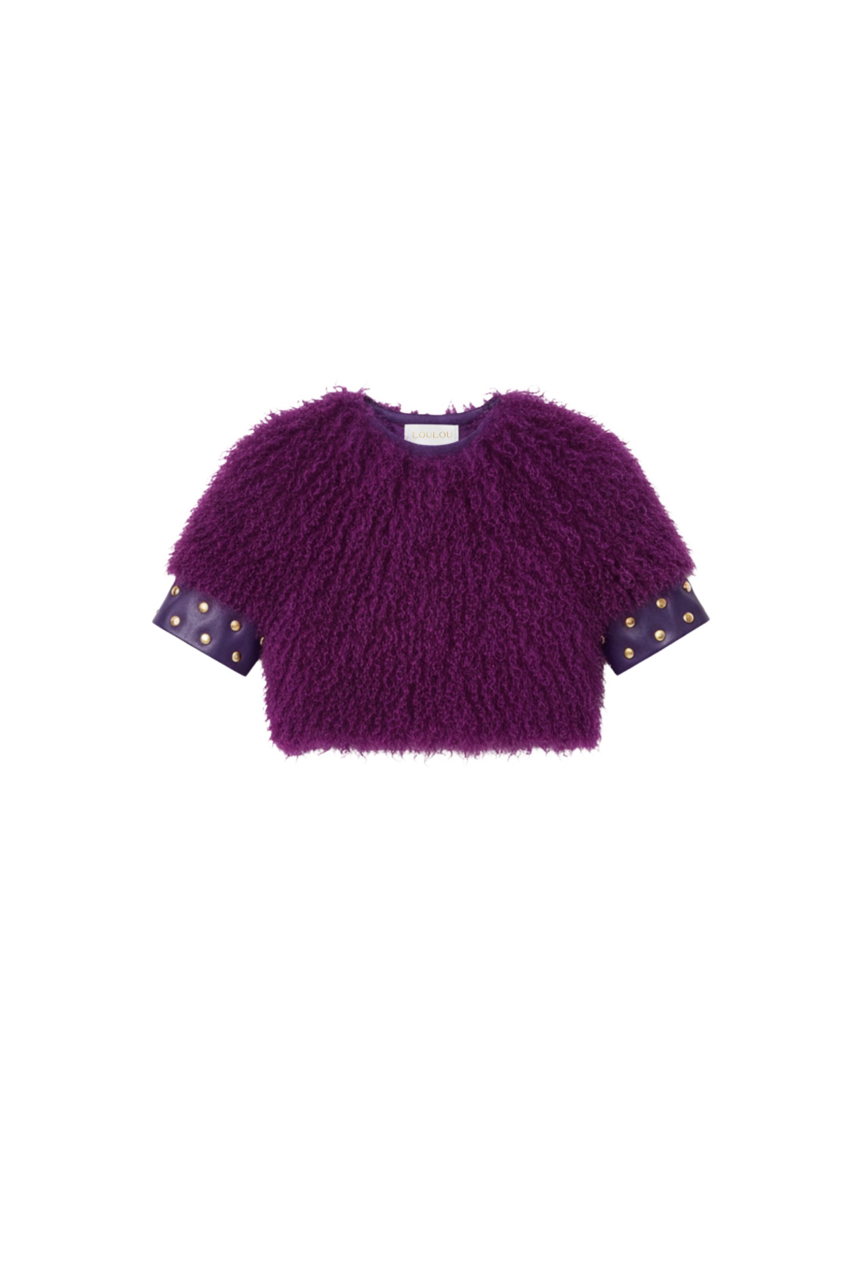 Loulou The Brand Cropped Shearling Top In Violet