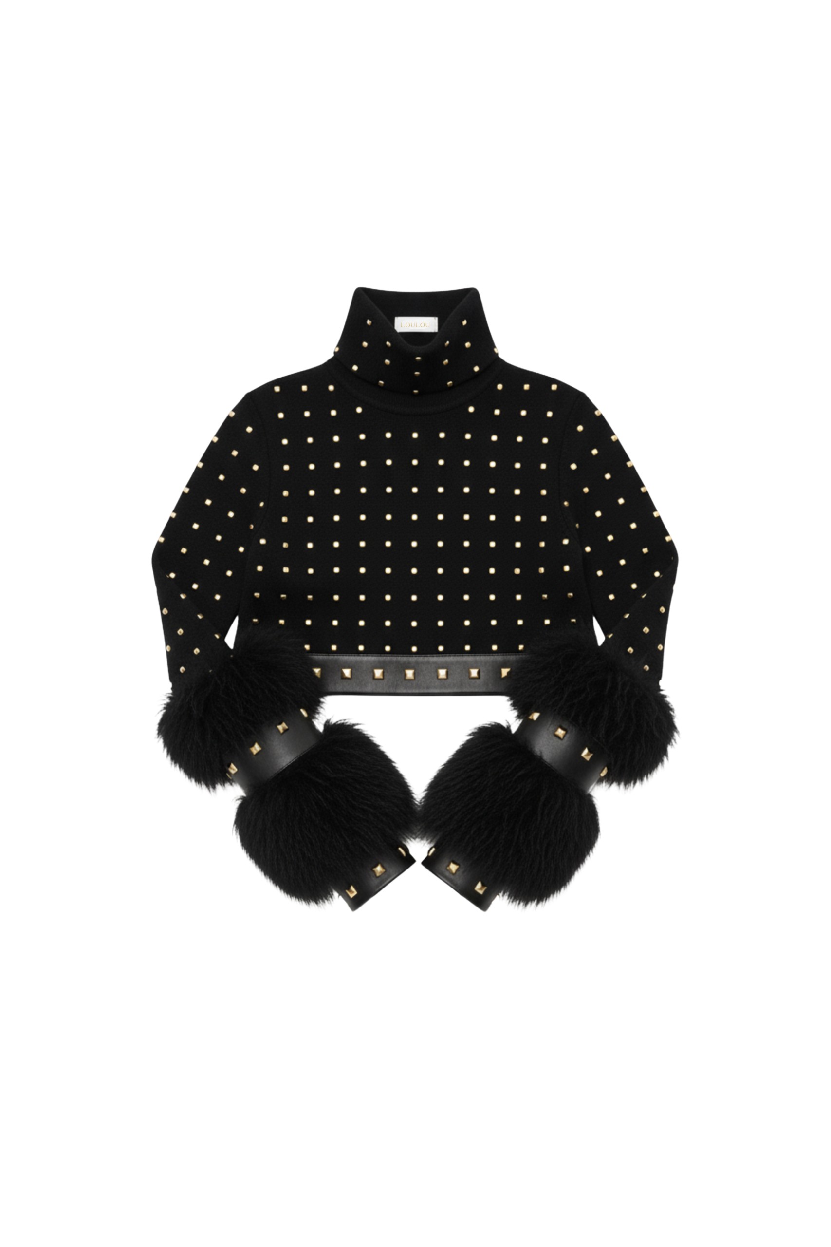 Loulou The Brand Jersey Turtleneck Top With Studded Detailing
